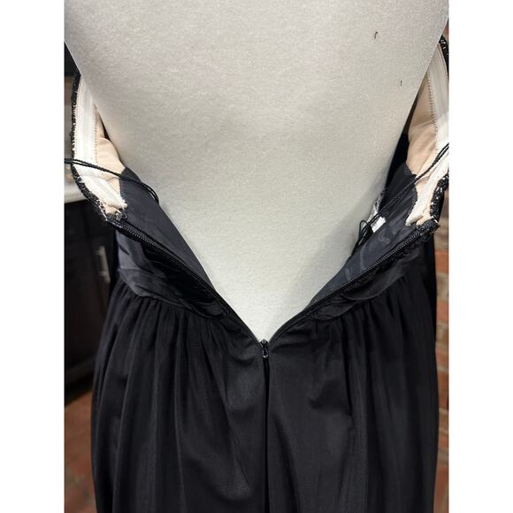 Holiday Party Dress Halter Midi Formal Evening Lace Overlay Black 8 Maggie Londn - Picture 5 of 12